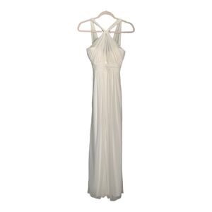 Alfred Sung A-Line Wedding Dress Halter Wrap Neck White Size 00 Chiffon Corset
